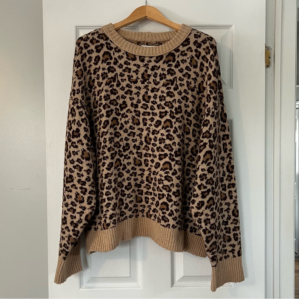 American Eagle Outfitters Leopard Print Sweater - Tan and Black